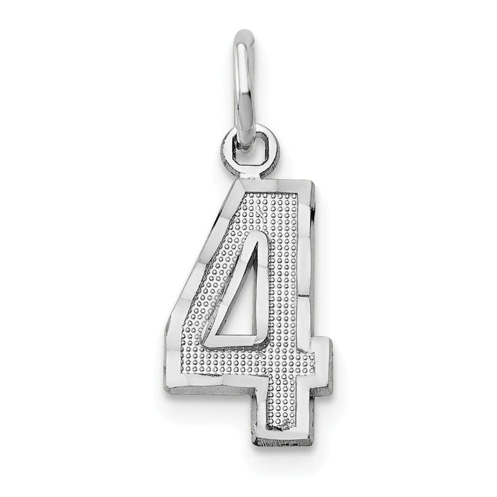 Lovely Rita's Pendants & Charms 14k White Gold Small Size Diamond Cut Texture Finish Number 4 Charm Pendant