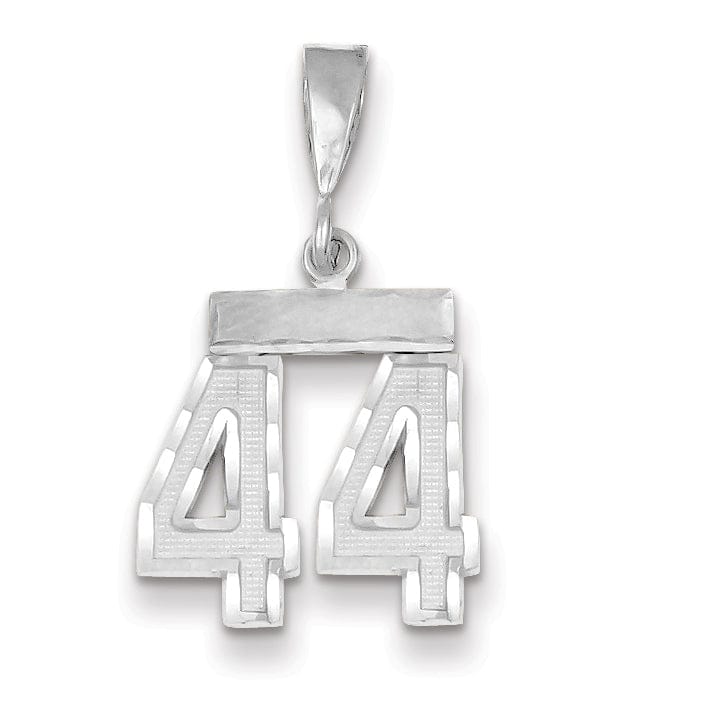 Lovely Rita's Pendants & Charms 14k White Gold Small Size Diamond Cut Texture Finish Number 44 Charm Pendant