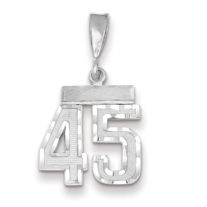 Lovely Rita's Pendants & Charms 14k White Gold Small Size Diamond Cut Texture Finish Number 45 Charm Pendant
