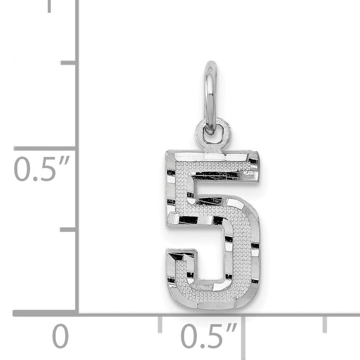 Lovely Rita's Pendants & Charms 14k White Gold Small Size Diamond Cut Texture Finish Number 5 Charm Pendant