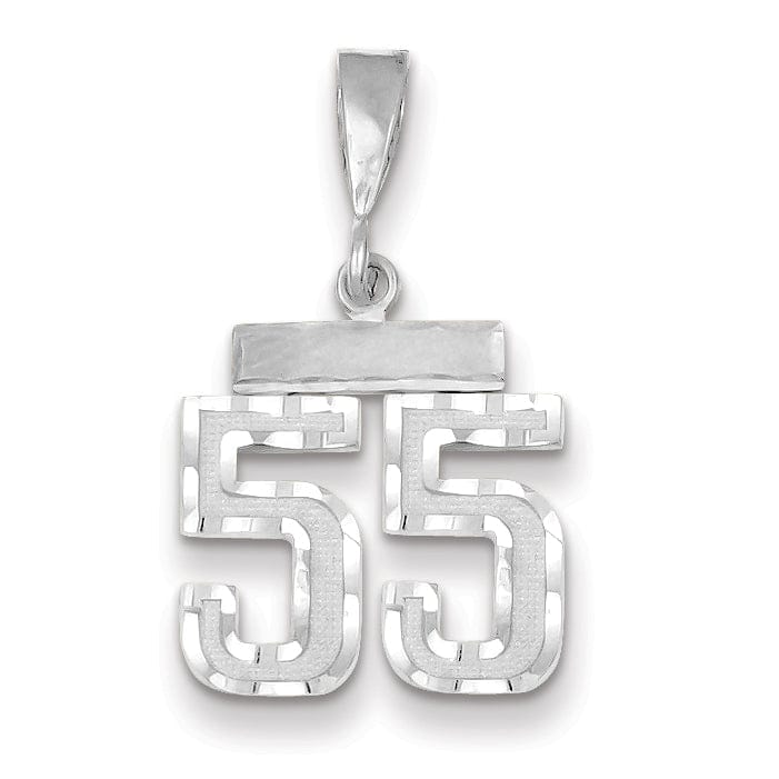 Lovely Rita's Pendants & Charms 14k White Gold Small Size Diamond Cut Texture Finish Number 55 Charm Pendant