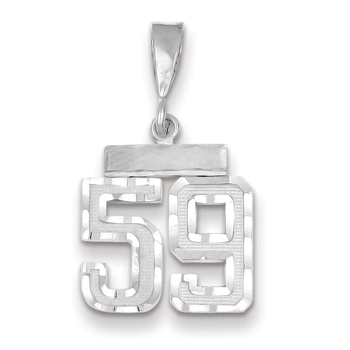 Lovely Rita's Pendants & Charms 14k White Gold Small Size Diamond Cut Texture Finish Number 59 Charm Pendant