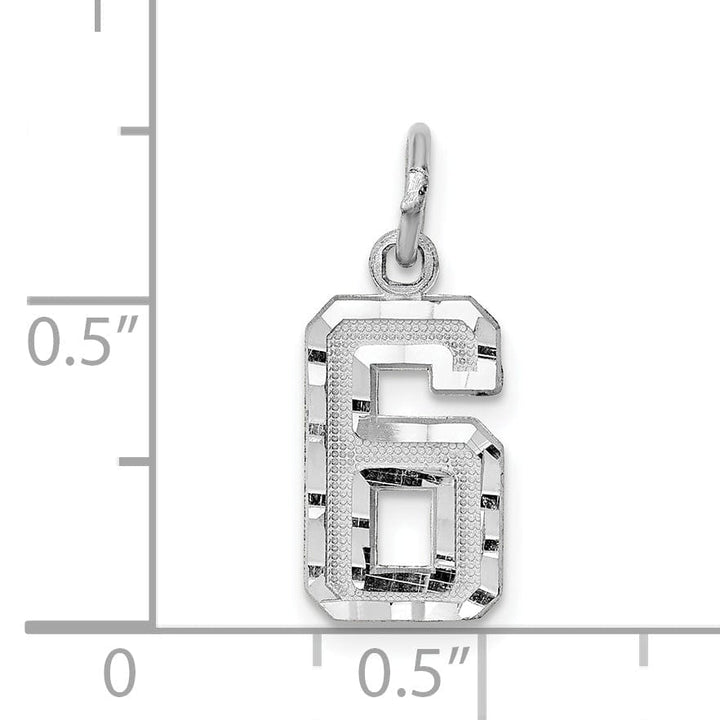 Lovely Rita's Pendants & Charms 14k White Gold Small Size Diamond Cut Texture Finish Number 6 Charm Pendant