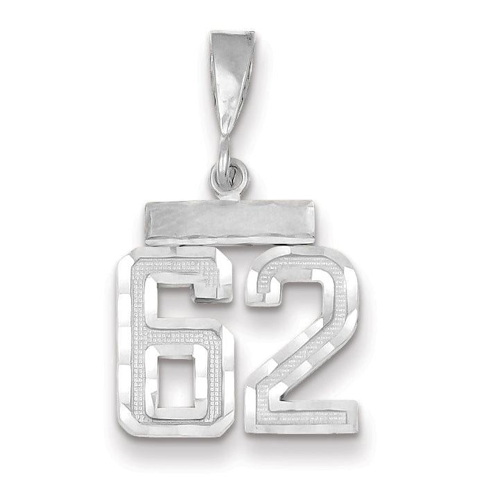 Lovely Rita's Pendants & Charms 14k White Gold Small Size Diamond Cut Texture Finish Number 62 Charm Pendant