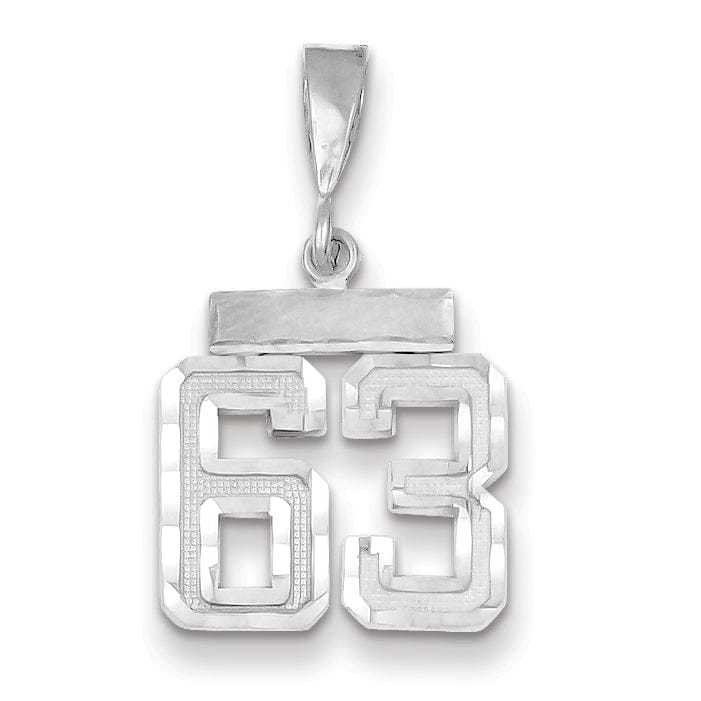 Lovely Rita's Pendants & Charms 14k White Gold Small Size Diamond Cut Texture Finish Number 63 Charm Pendant