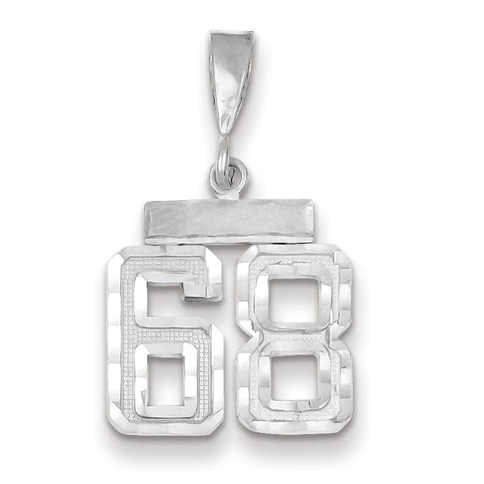 Lovely Rita's Pendants & Charms 14k White Gold Small Size Diamond Cut Texture Finish Number 68 Charm Pendant