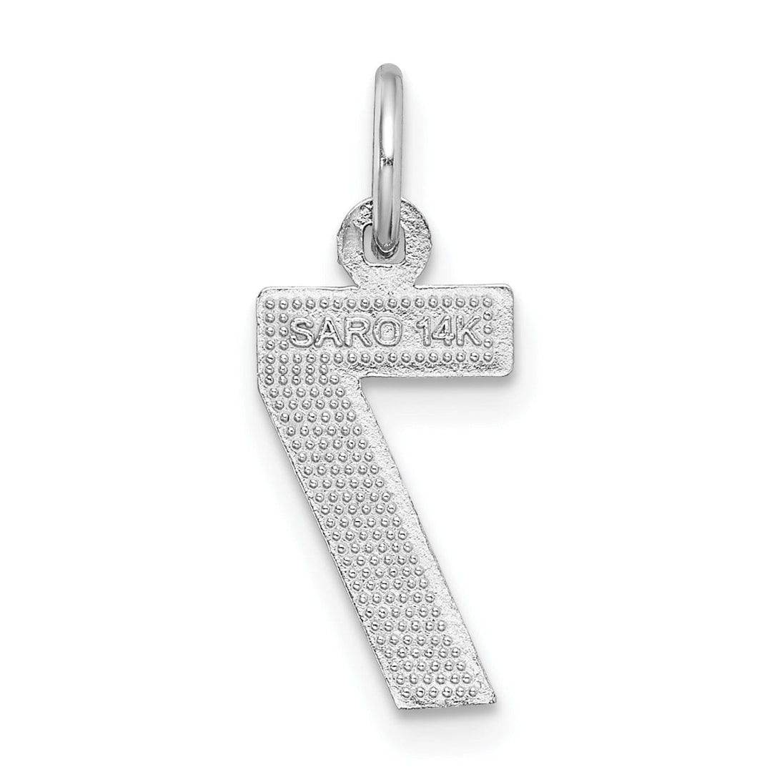 Lovely Rita's Pendants & Charms 14k White Gold Small Size Diamond Cut Texture Finish Number 7 Charm Pendant