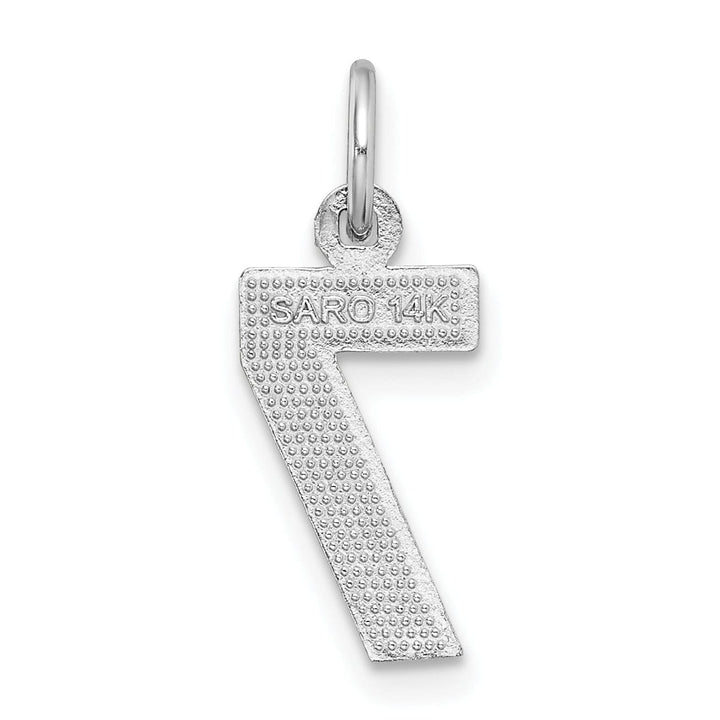 Lovely Rita's Pendants & Charms 14k White Gold Small Size Diamond Cut Texture Finish Number 7 Charm Pendant