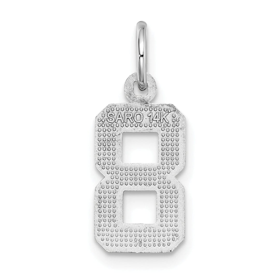 Lovely Rita's Pendants & Charms 14k White Gold Small Size Diamond Cut Texture Finish Number 8 Charm Pendant