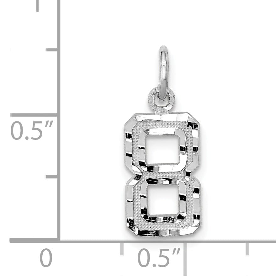 Lovely Rita's Pendants & Charms 14k White Gold Small Size Diamond Cut Texture Finish Number 8 Charm Pendant