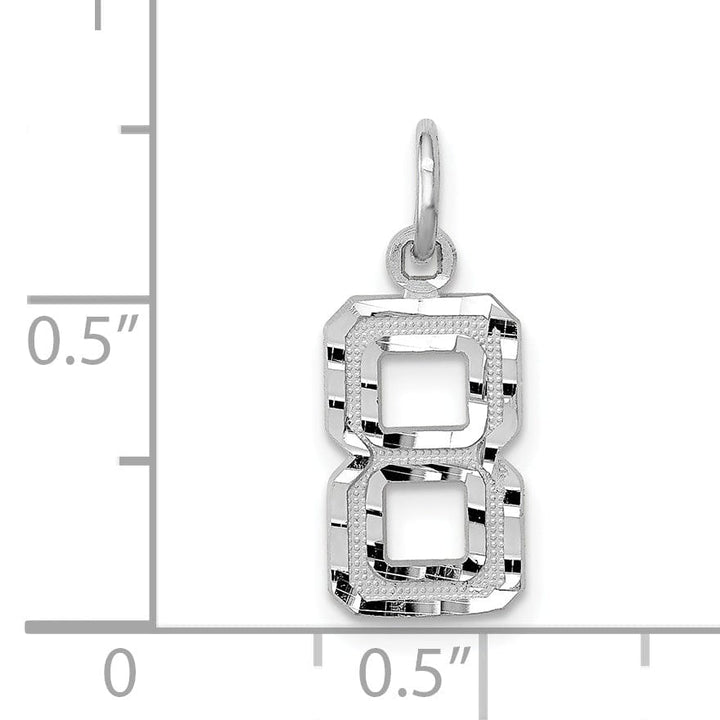 Lovely Rita's Pendants & Charms 14k White Gold Small Size Diamond Cut Texture Finish Number 8 Charm Pendant