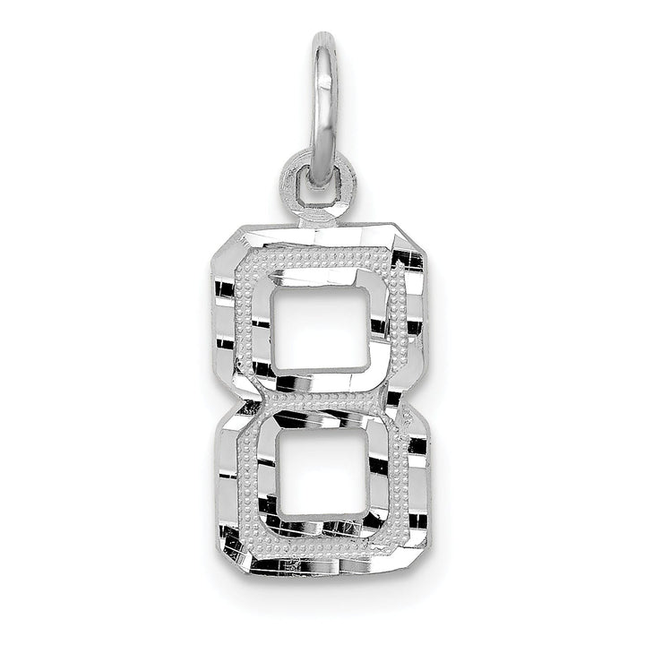 Lovely Rita's Pendants & Charms 14k White Gold Small Size Diamond Cut Texture Finish Number 8 Charm Pendant