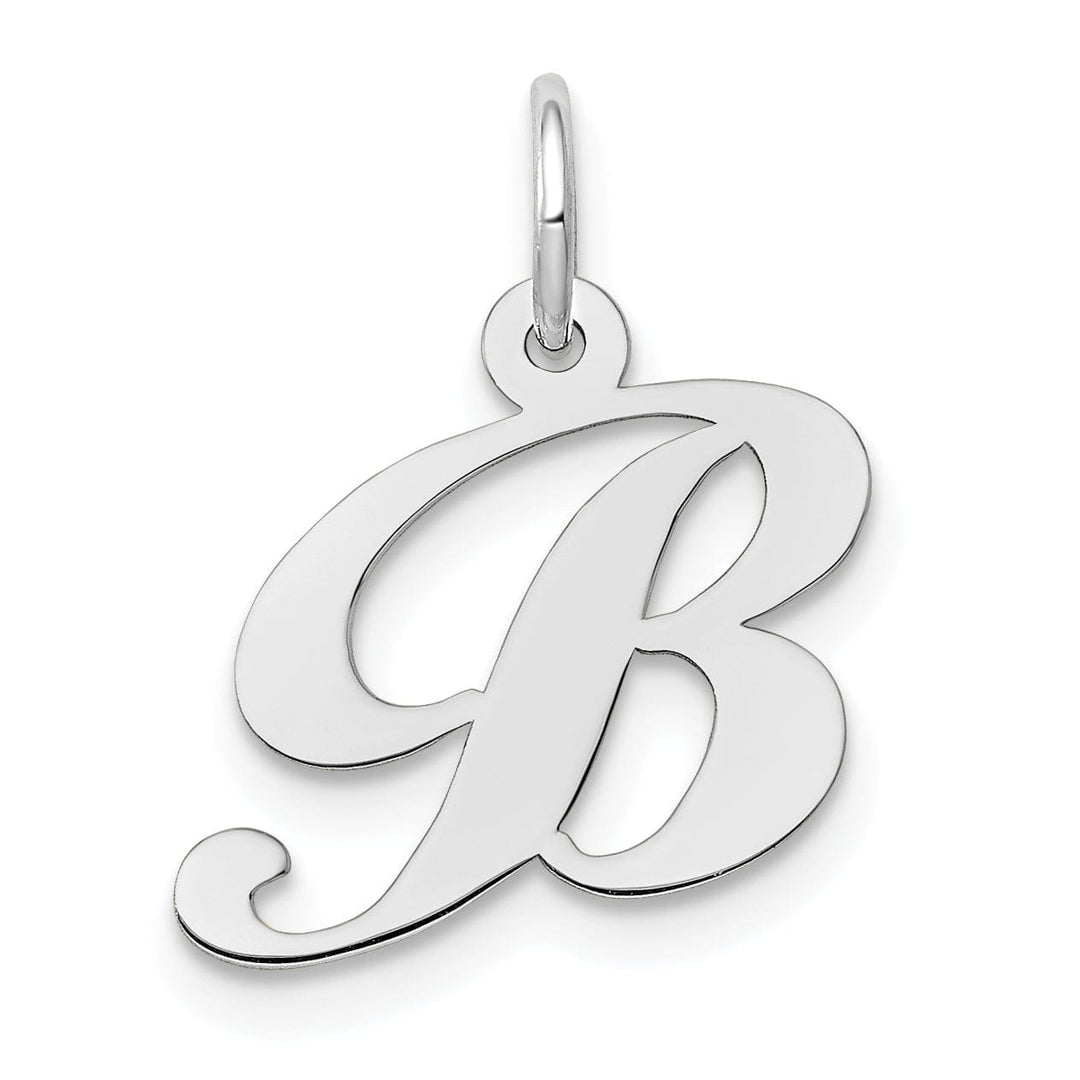 Lovely Rita's Pendants & Charms 14K White Gold Small Size Fancy Script Letter B Initial Pendant