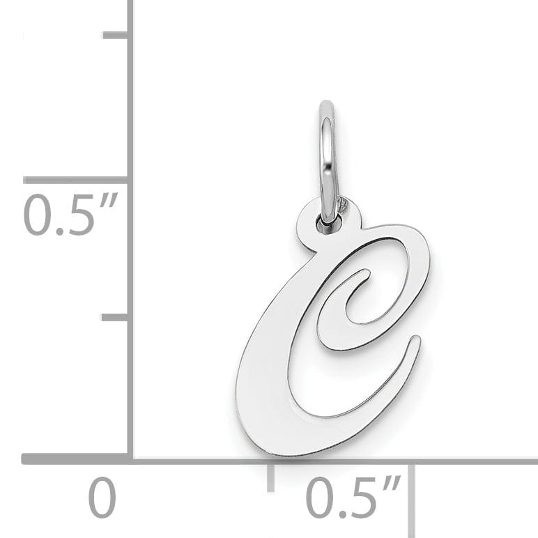 Lovely Rita's Pendants & Charms 14K White Gold Small Size Fancy Script Letter C Initial Pendant