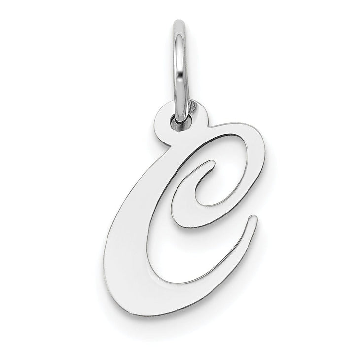 Lovely Rita's Pendants & Charms 14K White Gold Small Size Fancy Script Letter C Initial Pendant