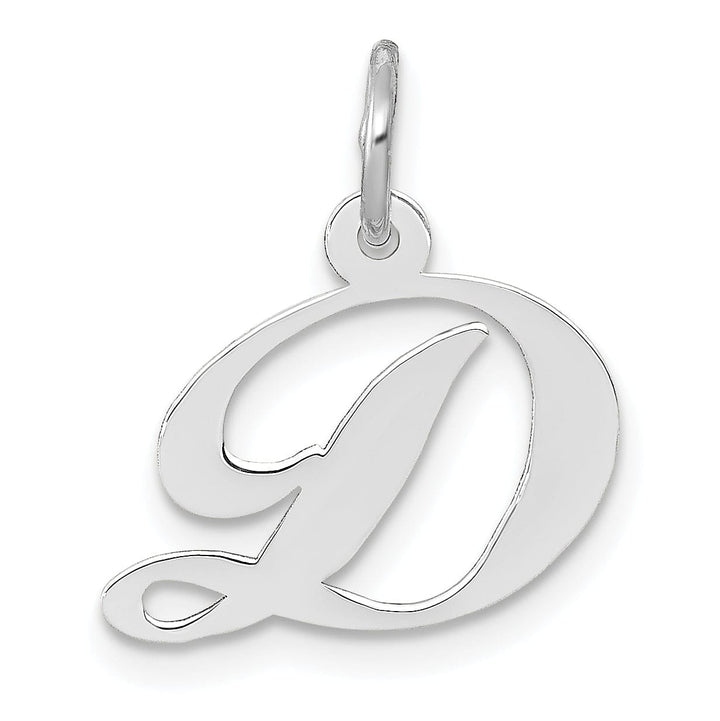 Lovely Rita's Pendants & Charms 14K White Gold Small Size Fancy Script Letter D Initial Pendant