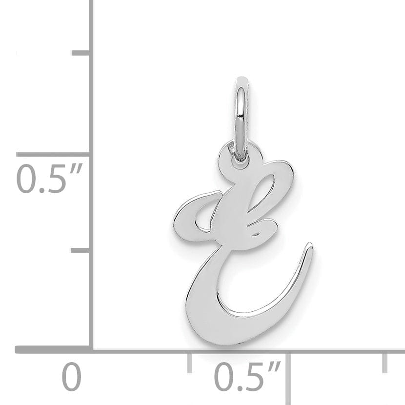 Lovely Rita's Pendants & Charms 14K White Gold Small Size Fancy Script Letter E Initial Pendant