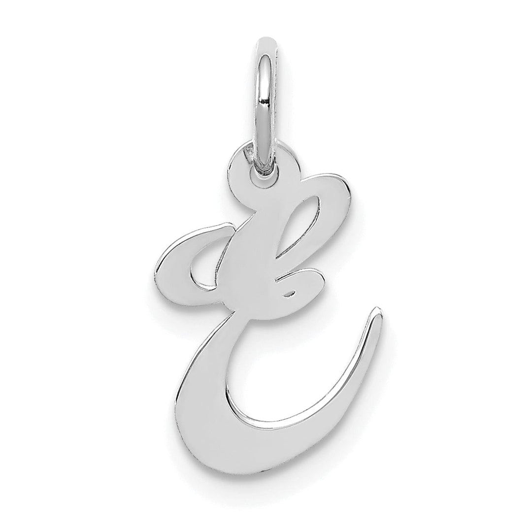 Lovely Rita's Pendants & Charms 14K White Gold Small Size Fancy Script Letter E Initial Pendant