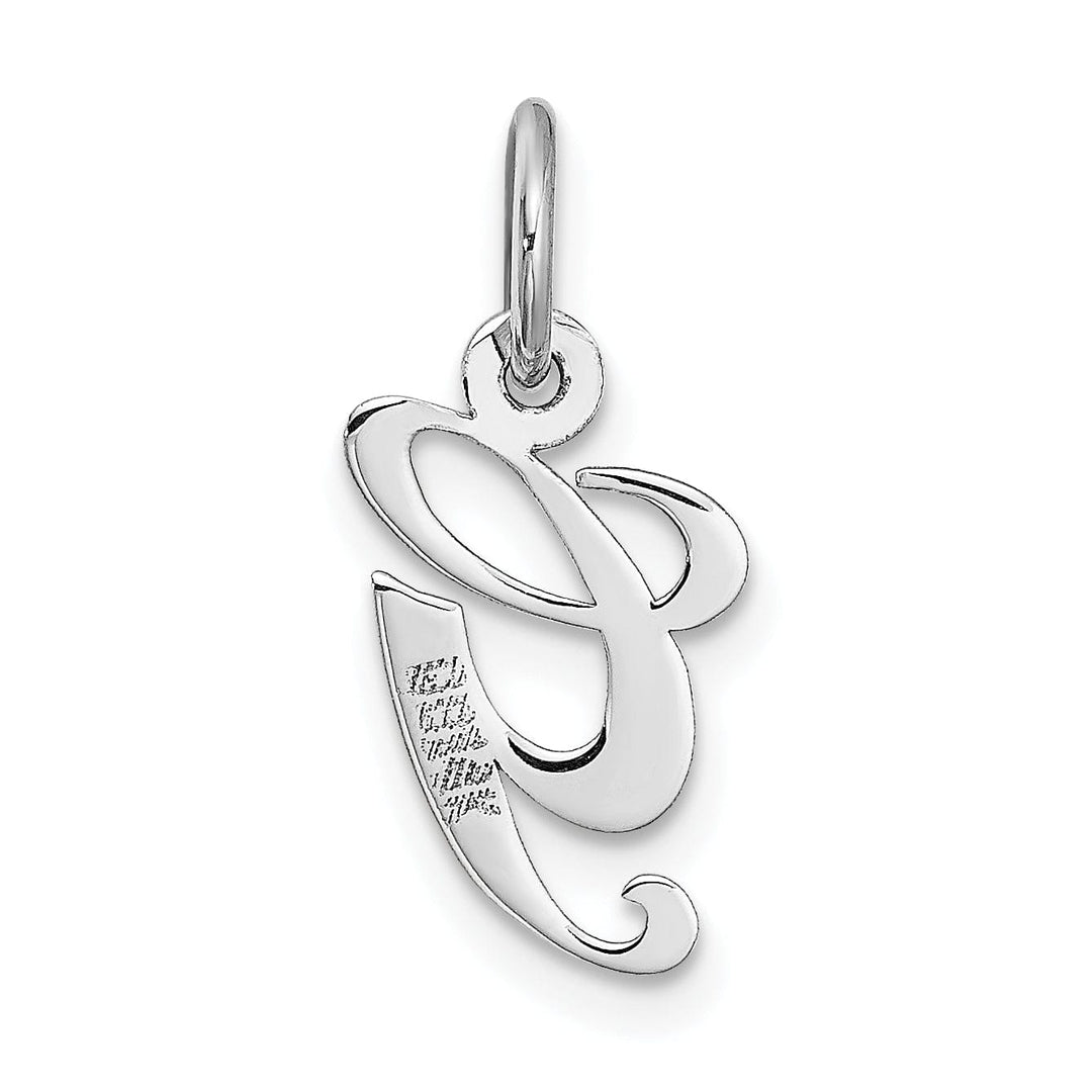 Lovely Rita's Pendants & Charms 14K White Gold Small Size Fancy Script Letter G Initial Pendant