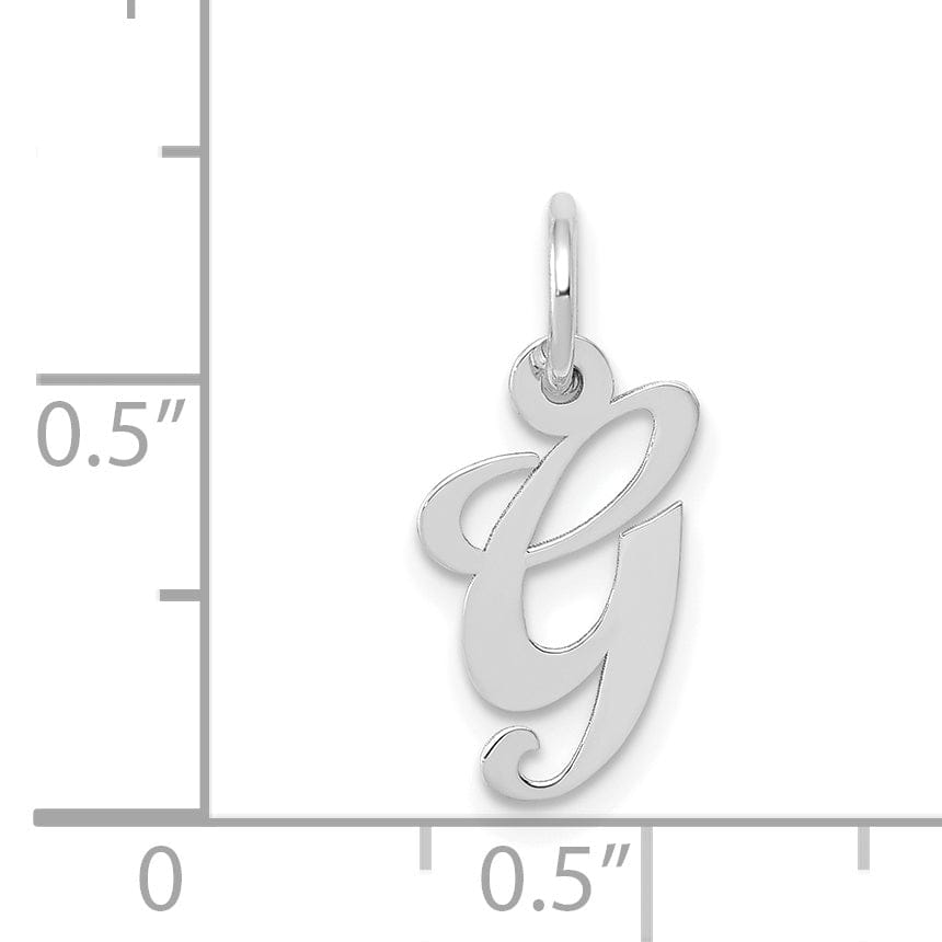 Lovely Rita's Pendants & Charms 14K White Gold Small Size Fancy Script Letter G Initial Pendant