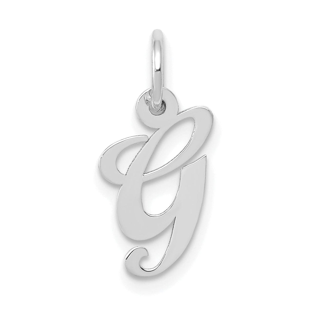 Lovely Rita's Pendants & Charms 14K White Gold Small Size Fancy Script Letter G Initial Pendant