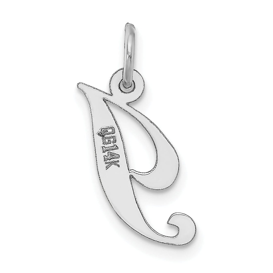 Lovely Rita's Pendants & Charms 14K White Gold Small Size Fancy Script Letter I Initial Pendant