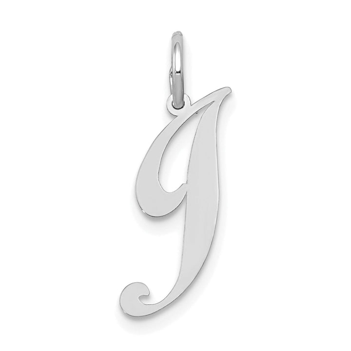 Lovely Rita's Pendants & Charms 14K White Gold Small Size Fancy Script Letter J Initial Pendant