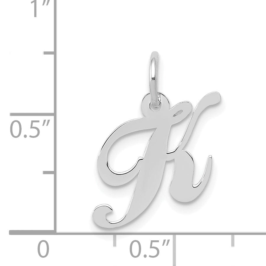 Lovely Rita's Pendants & Charms 14K White Gold Small Size Fancy Script Letter K Initial Pendant