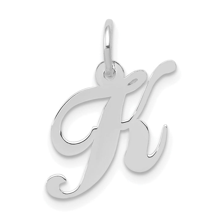 Lovely Rita's Pendants & Charms 14K White Gold Small Size Fancy Script Letter K Initial Pendant