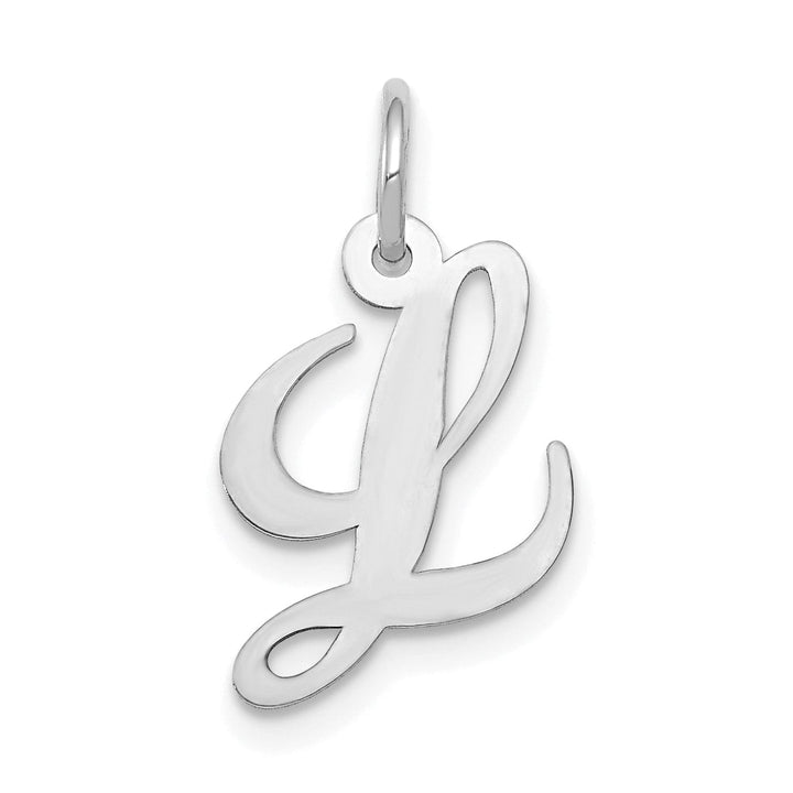 Lovely Rita's Pendants & Charms 14K White Gold Small Size Fancy Script Letter L Initial Pendant
