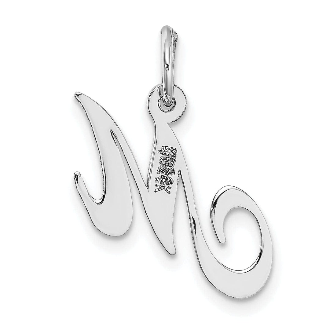 Lovely Rita's Pendants & Charms 14K White Gold Small Size Fancy Script Letter M Initial Pendant
