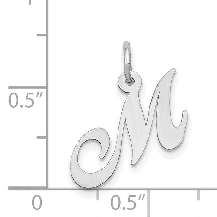 Lovely Rita's Pendants & Charms 14K White Gold Small Size Fancy Script Letter M Initial Pendant
