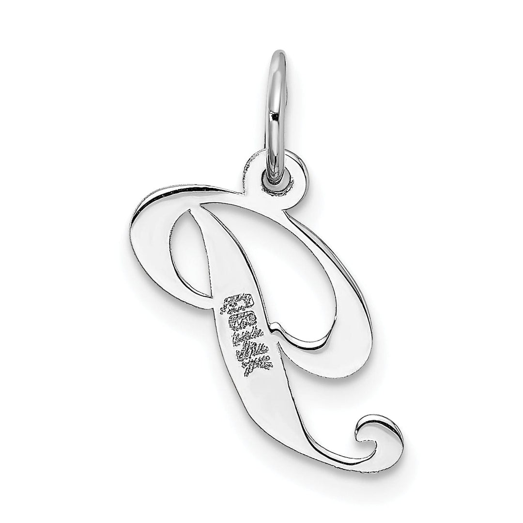 Lovely Rita's Pendants & Charms 14K White Gold Small Size Fancy Script Letter P Initial Pendant