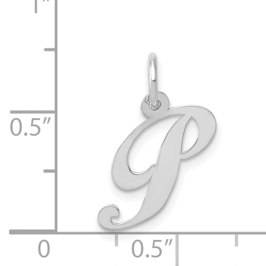 Lovely Rita's Pendants & Charms 14K White Gold Small Size Fancy Script Letter P Initial Pendant