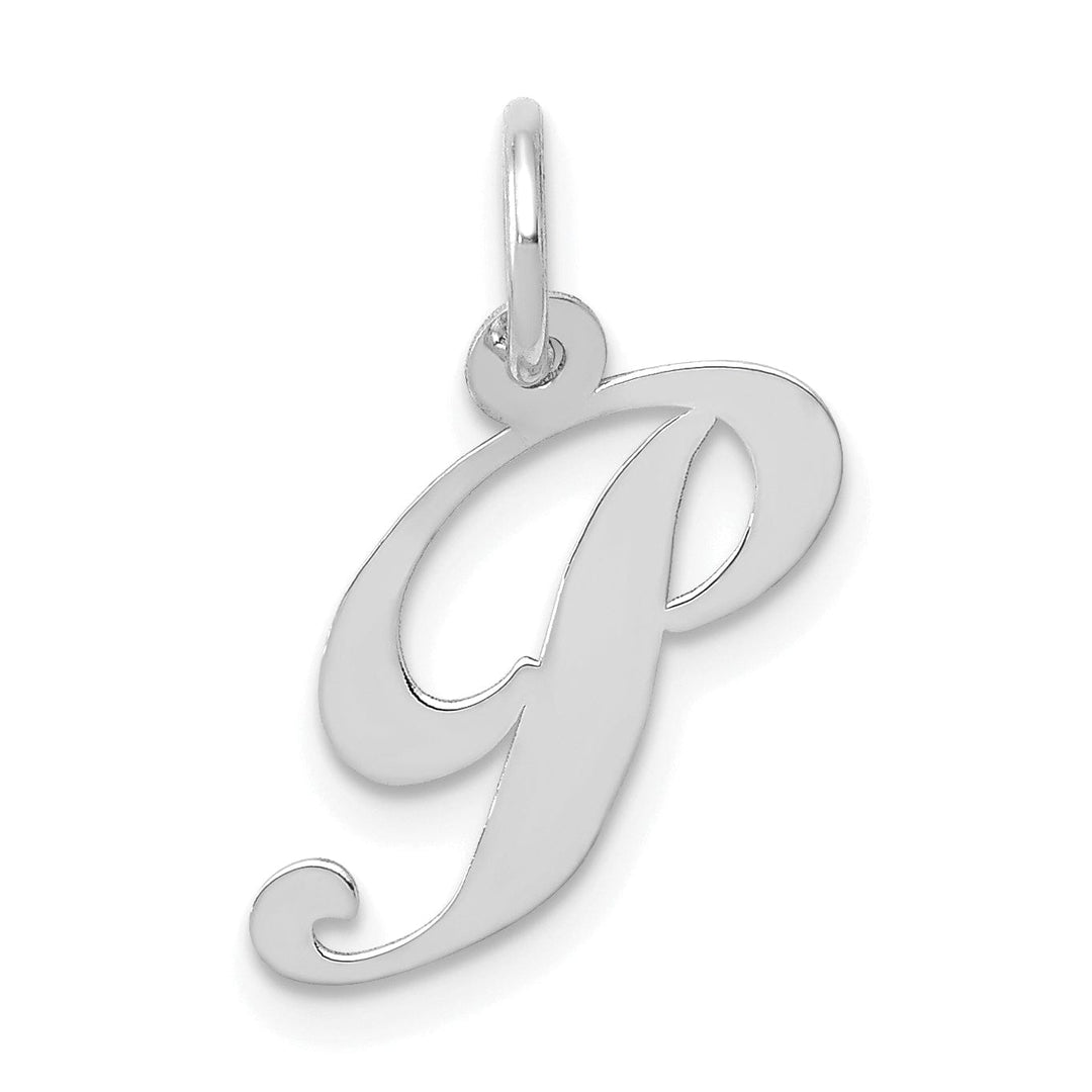 Lovely Rita's Pendants & Charms 14K White Gold Small Size Fancy Script Letter P Initial Pendant