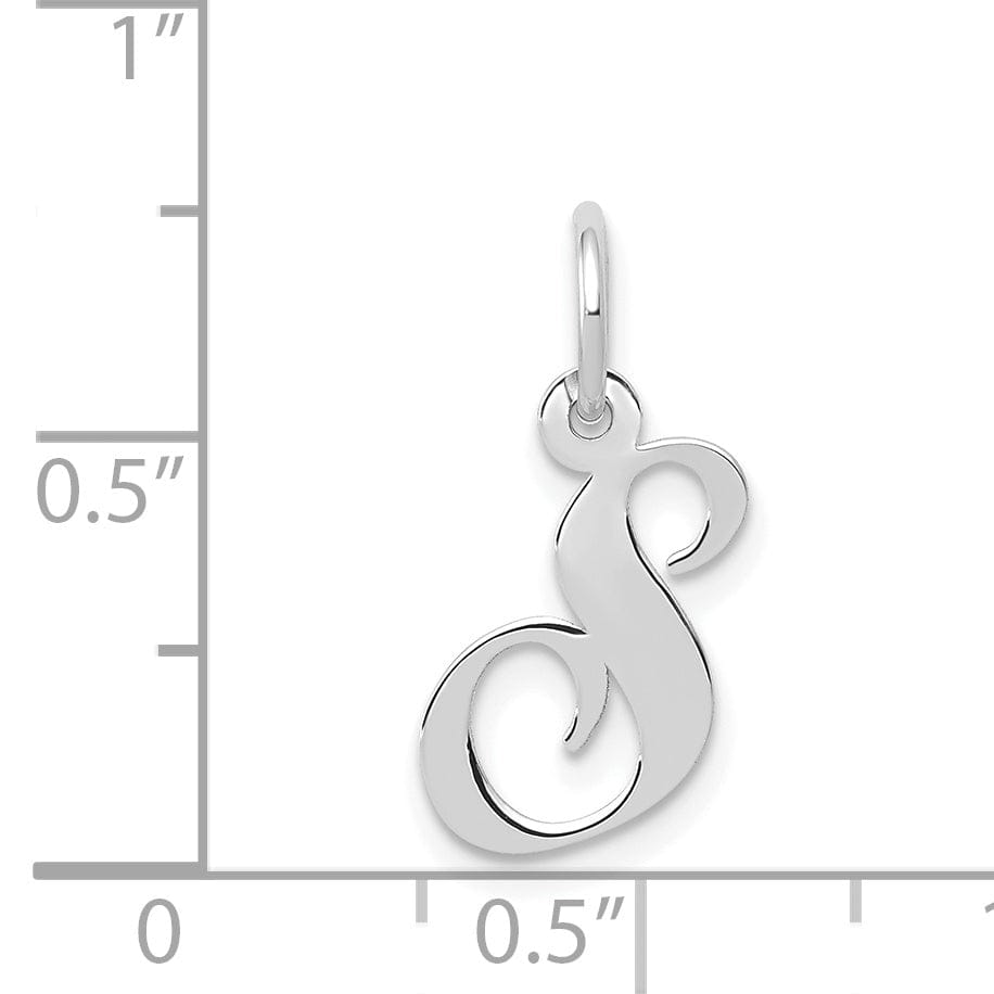 Lovely Rita's Pendants & Charms 14K White Gold Small Size Fancy Script Letter S Initial Pendant