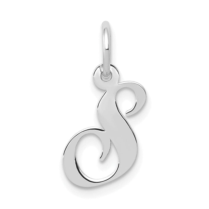 Lovely Rita's Pendants & Charms 14K White Gold Small Size Fancy Script Letter S Initial Pendant