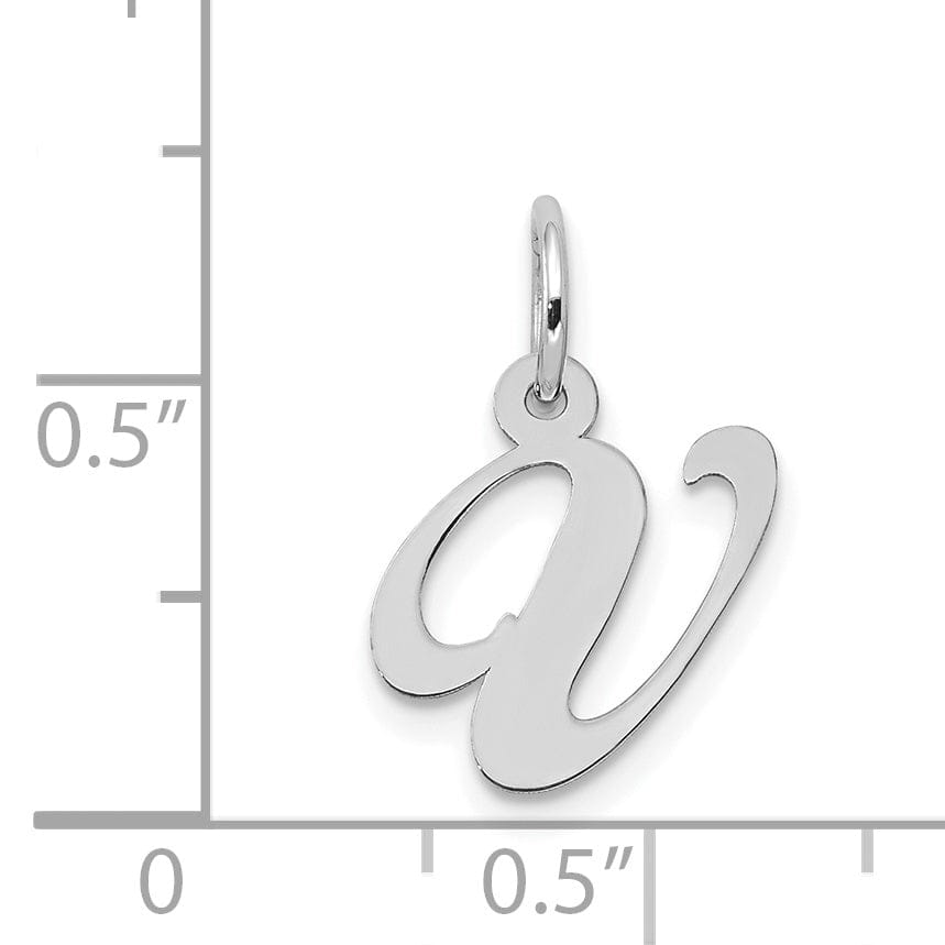 Lovely Rita's Pendants & Charms 14K White Gold Small Size Fancy Script Letter V Initial Pendant