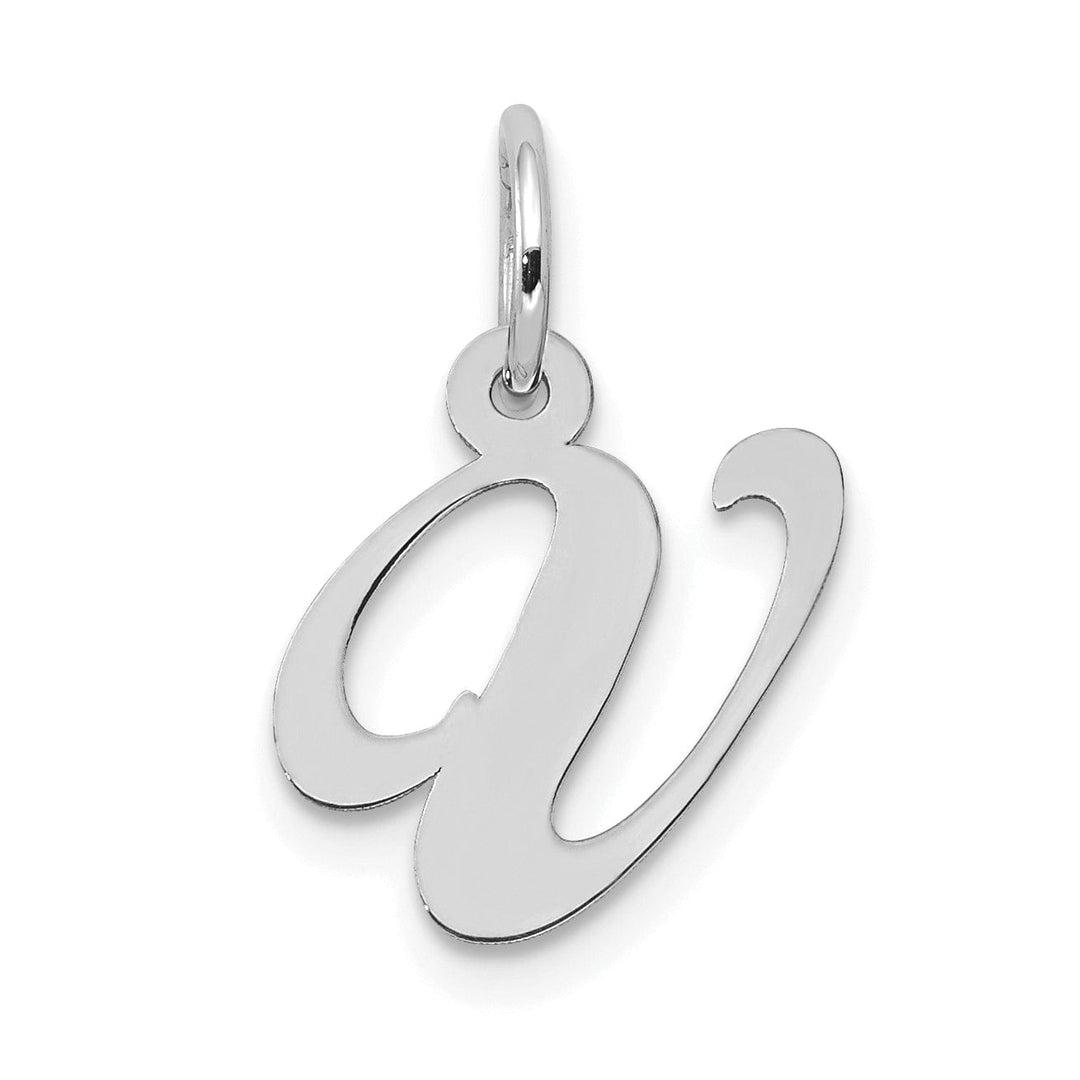 Lovely Rita's Pendants & Charms 14K White Gold Small Size Fancy Script Letter V Initial Pendant