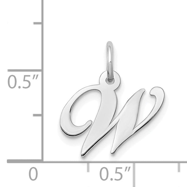 Lovely Rita's Pendants & Charms 14K White Gold Small Size Fancy Script Letter W Initial Pendant