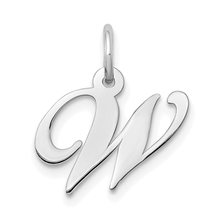 Lovely Rita's Pendants & Charms 14K White Gold Small Size Fancy Script Letter W Initial Pendant