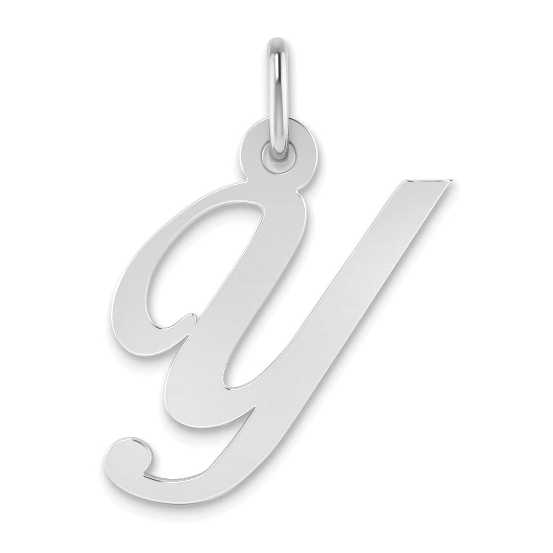 Lovely Rita's Pendants & Charms 14K White Gold Small Size Fancy Script Letter Y Initial Pendant