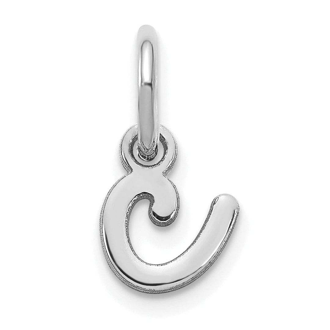 Lovely Rita's Pendants & Charms 14K White Gold Small Size Lower Case Script Letter C Initial Pendant
