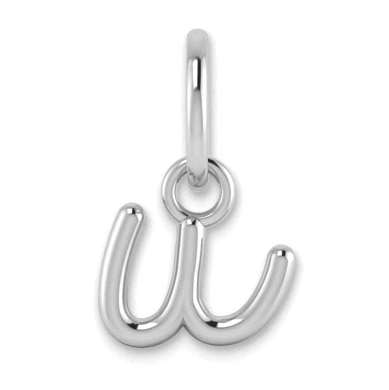Lovely Rita's Pendants & Charms 14K White Gold Small Size Lower Case Script Letter U Initial Pendant