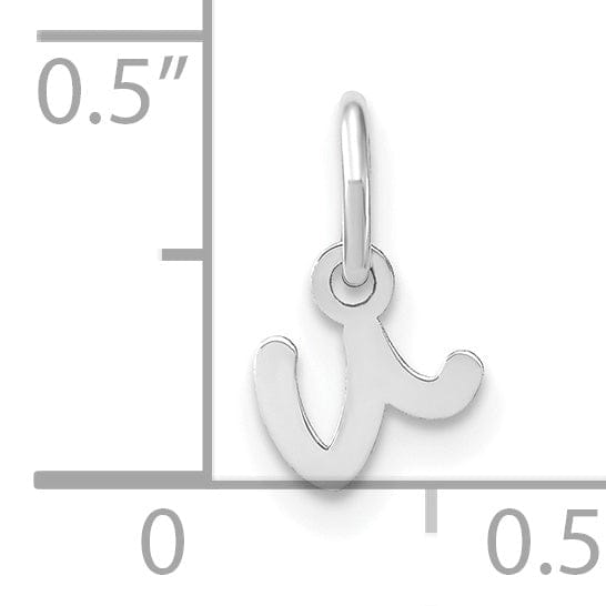 Lovely Rita's Pendants & Charms 14K White Gold Small Size Lower Case Script Letter V Initial Pendant