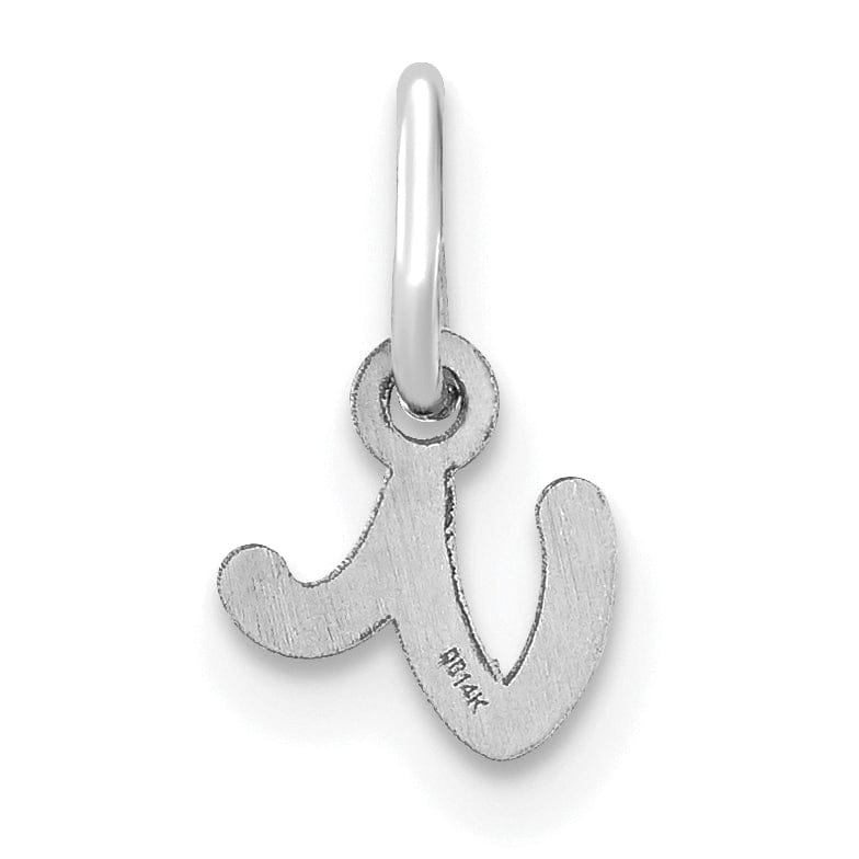 Lovely Rita's Pendants & Charms 14K White Gold Small Size Lower Case Script Letter V Initial Pendant