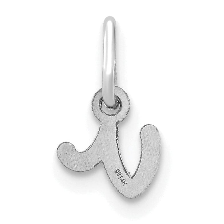 Lovely Rita's Pendants & Charms 14K White Gold Small Size Lower Case Script Letter V Initial Pendant