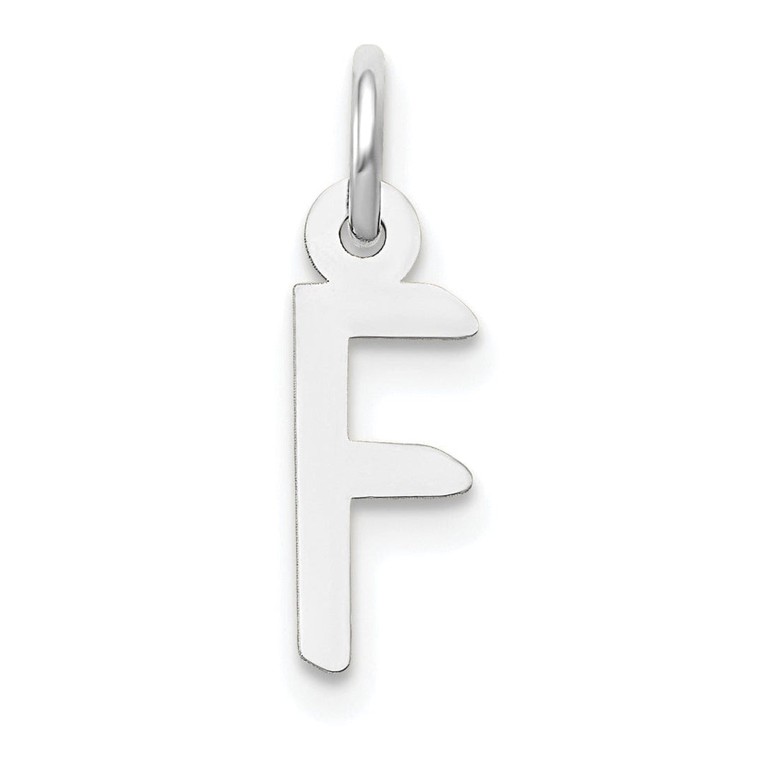 Lovely Rita's Pendants & Charms 14k White Gold Small Slanted Block Letter F Initial Pendant