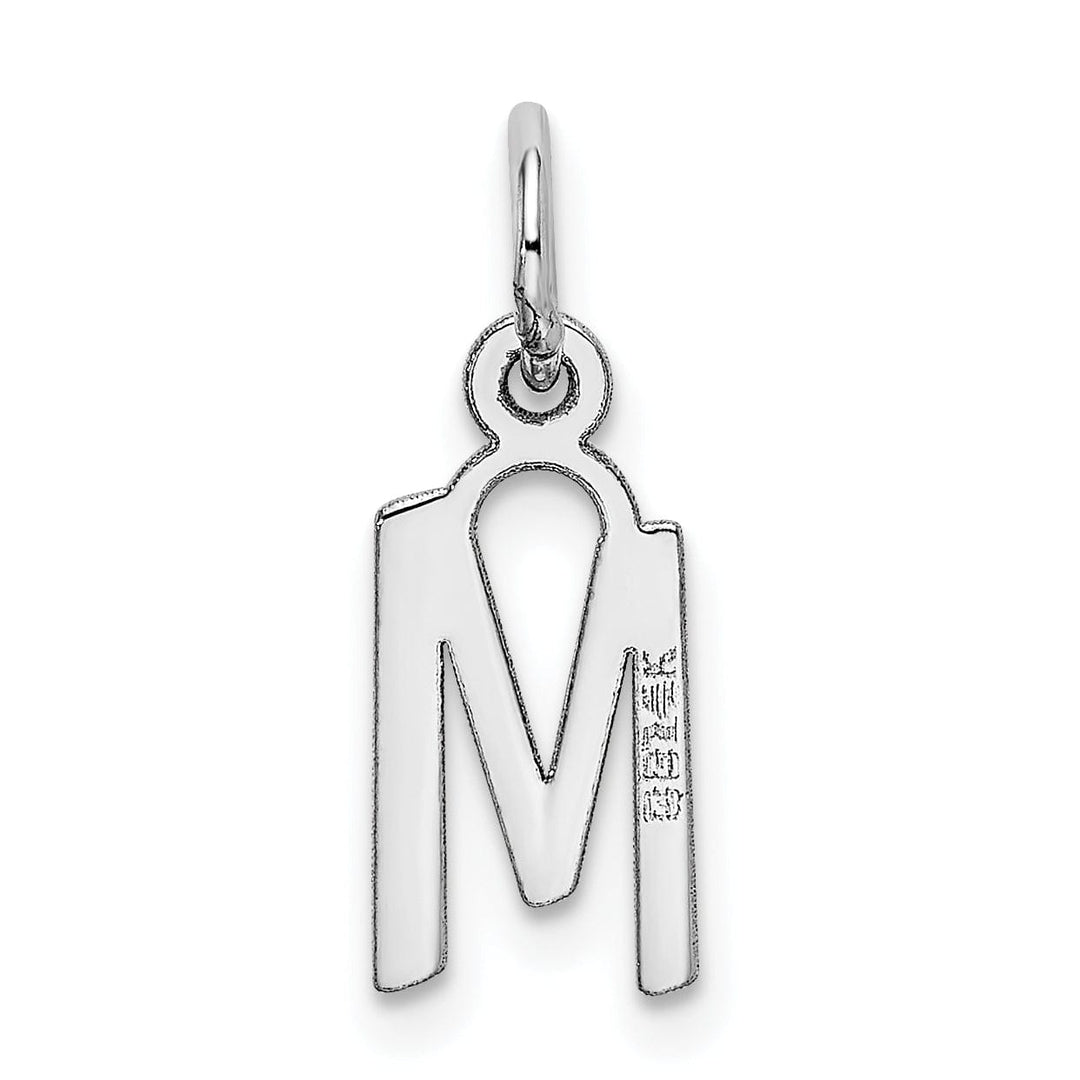 Lovely Rita's Pendants & Charms 14k White Gold Small Slanted Block Letter M Initial Pendant