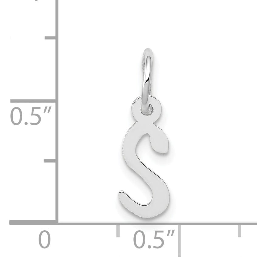 Lovely Rita's Pendants & Charms 14k White Gold Small Slanted Block Letter S Initial Pendant
